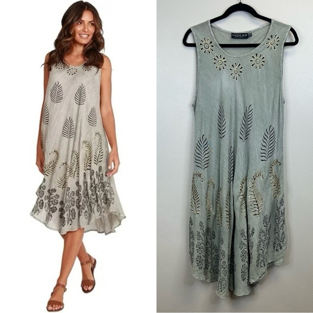 Embroidered Floral Sleeveless Dress One Size Resort Vacation Boho Nature Camping